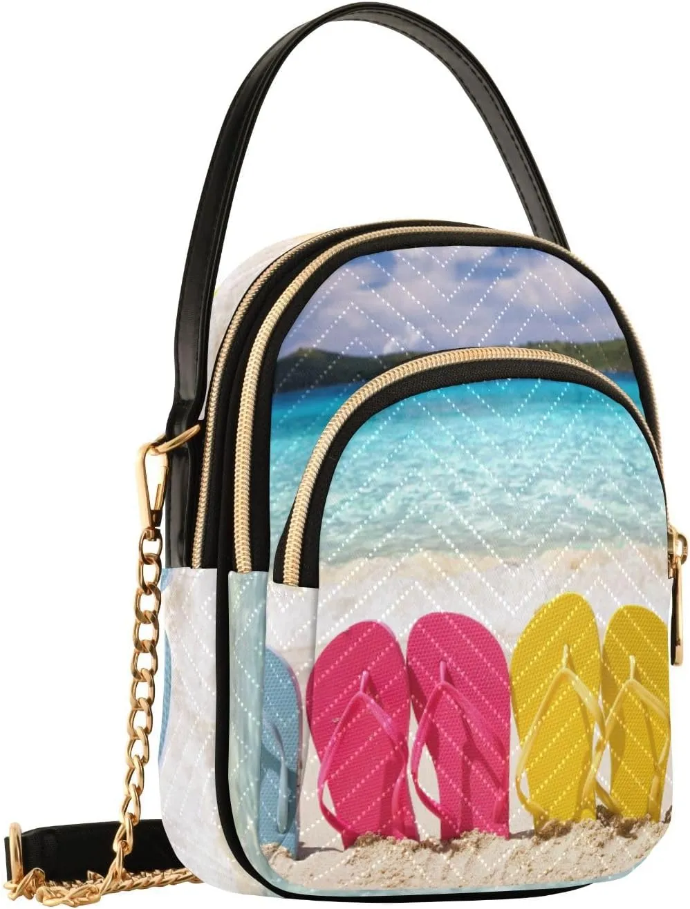 Women's Wave Cross Body Chest Bag, 52 inch Gold Chain Shoulder Handbag Purse