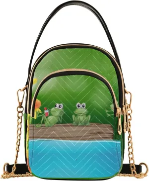 Women's Wave Cross Body Chest Bag, 52 inch Gold Chain Shoulder Handbag Purse