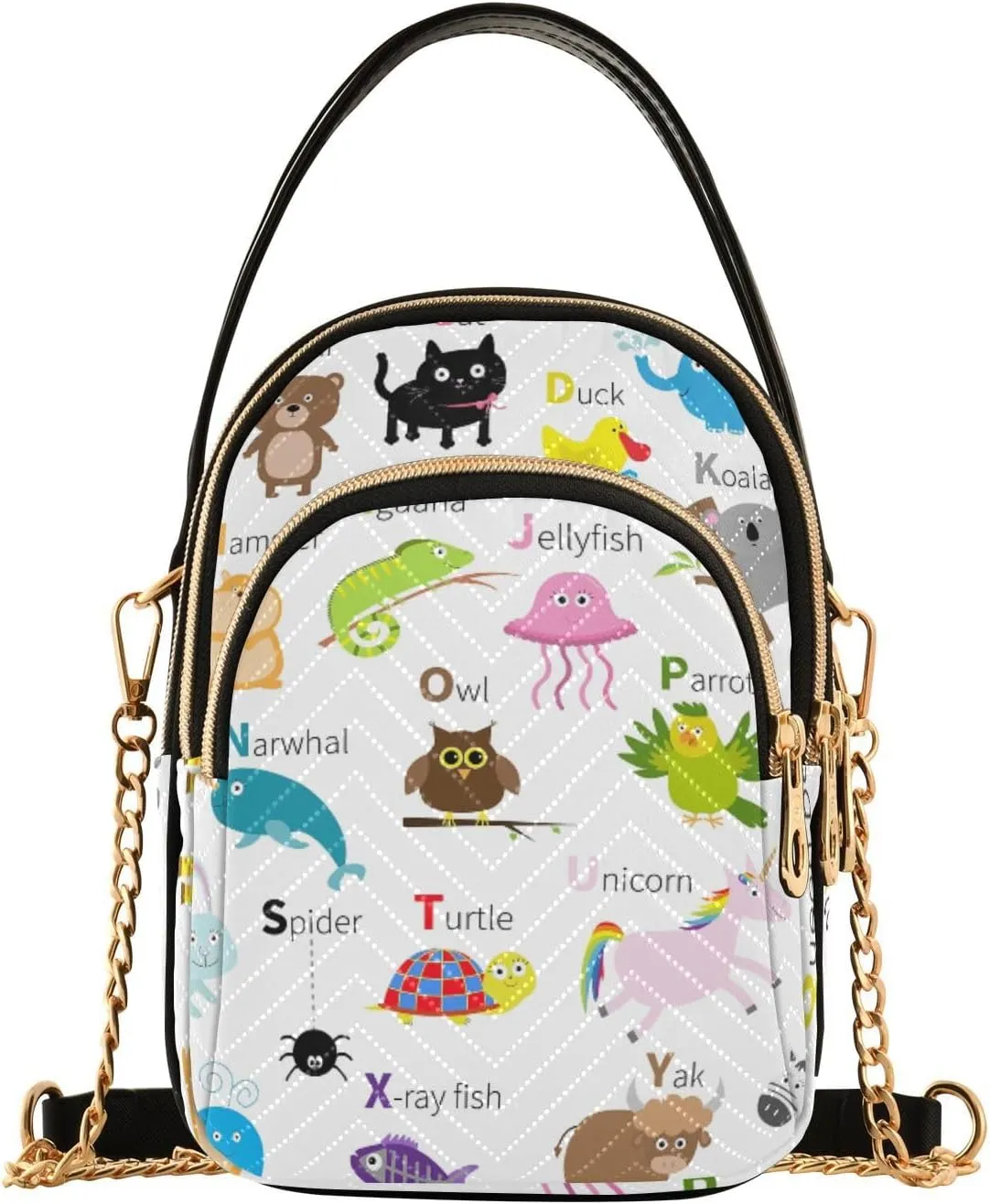 Women's Wave Cross Body Chest Bag, 52 inch Gold Chain Shoulder Handbag Purse