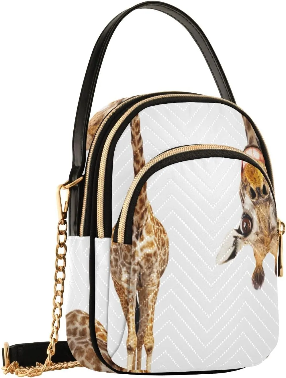Women's Wave Cross Body Chest Bag, 52 inch Gold Chain Shoulder Handbag Purse