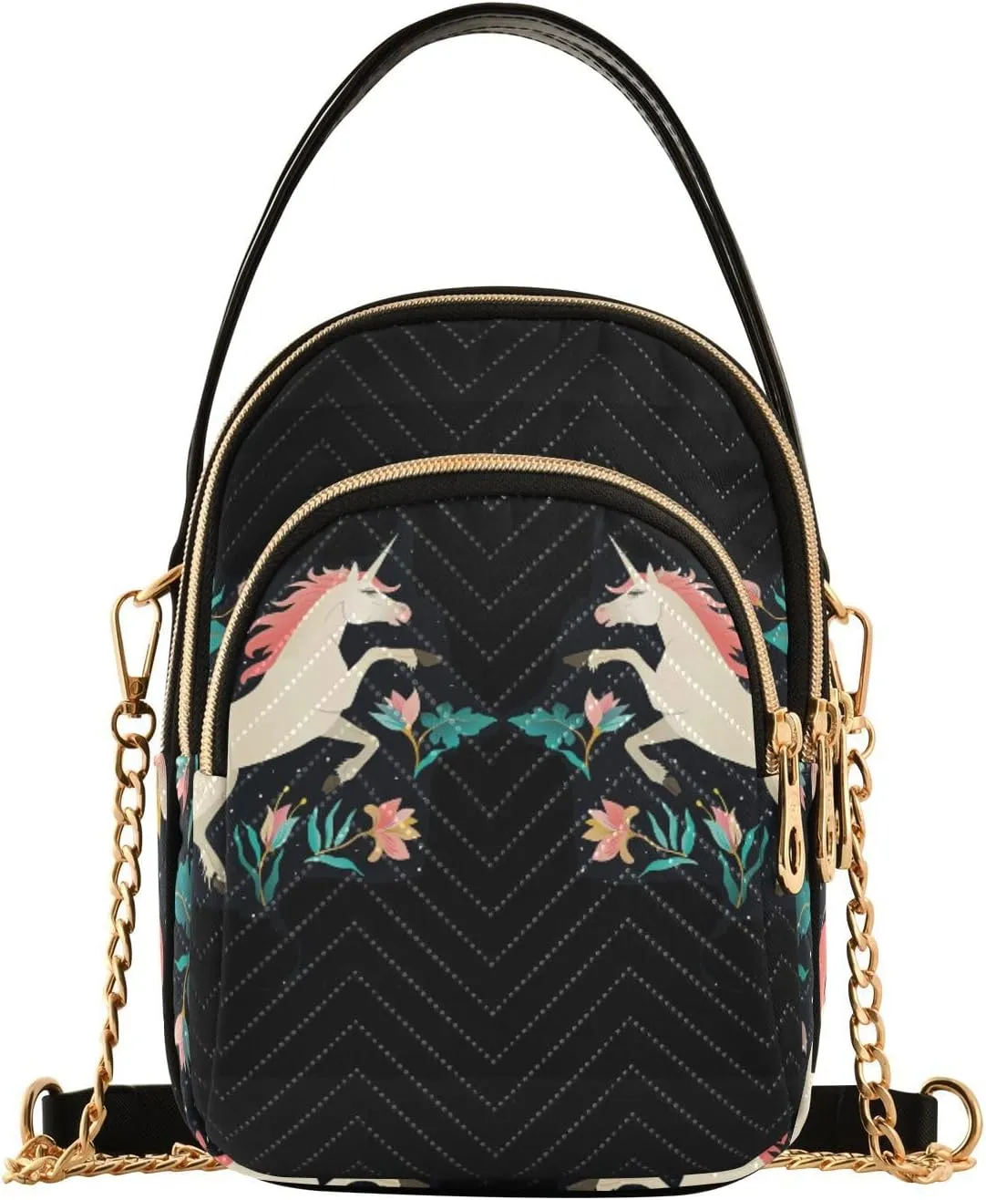Women's Wave Cross Body Chest Bag, 52 inch Gold Chain Shoulder Handbag Purse