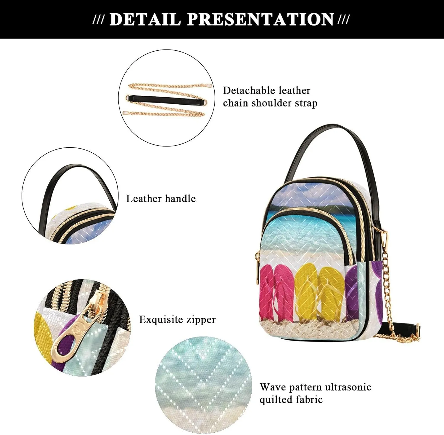 Women's Wave Cross Body Chest Bag, 52 inch Gold Chain Shoulder Handbag Purse