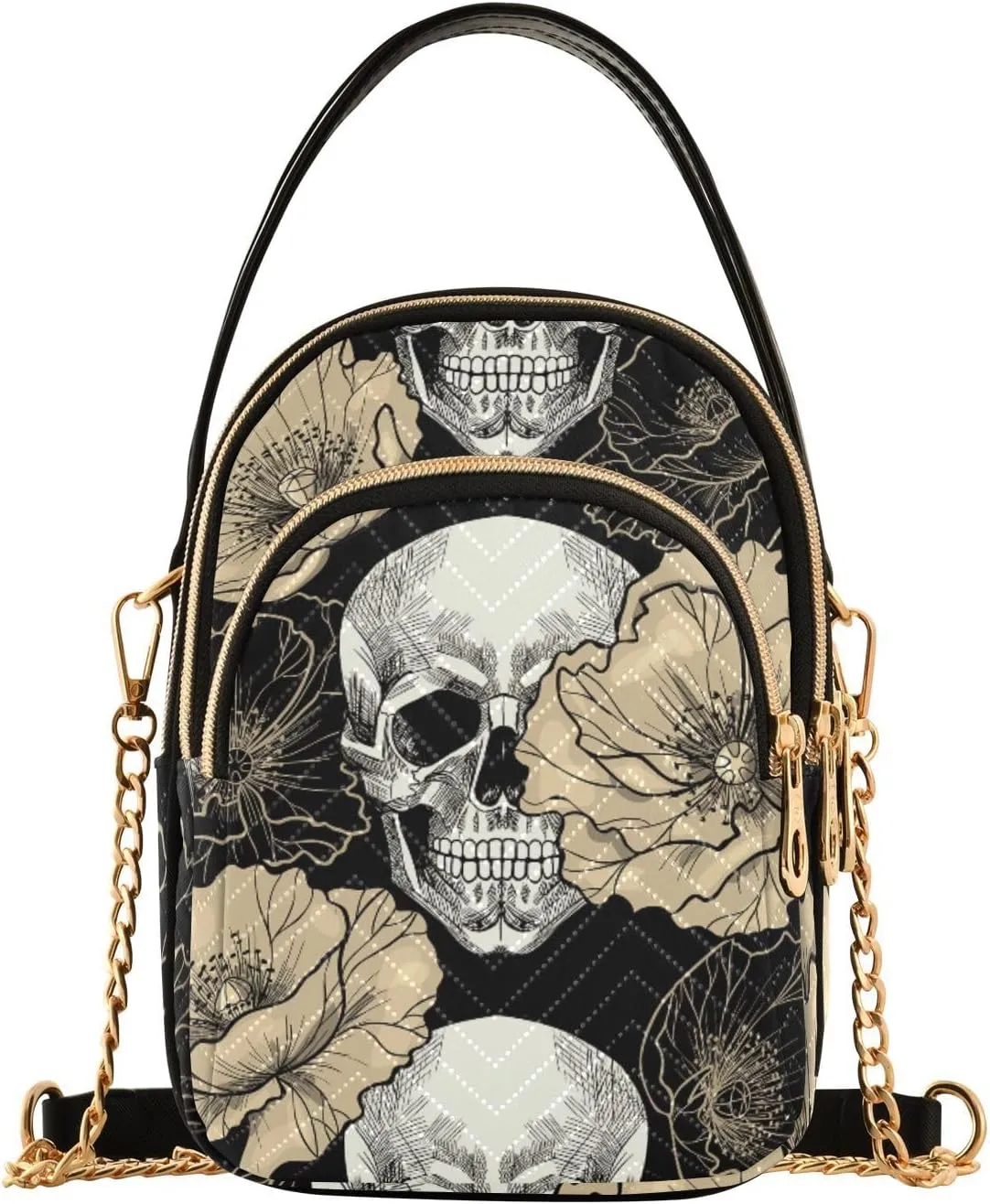 Women's Wave Cross Body Chest Bag, 52 inch Gold Chain Shoulder Handbag Purse