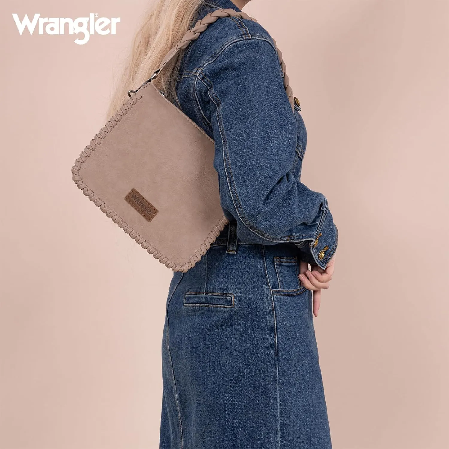 Wrangler Shoulder Bag for Women Crossbody Purse with Woven Strap