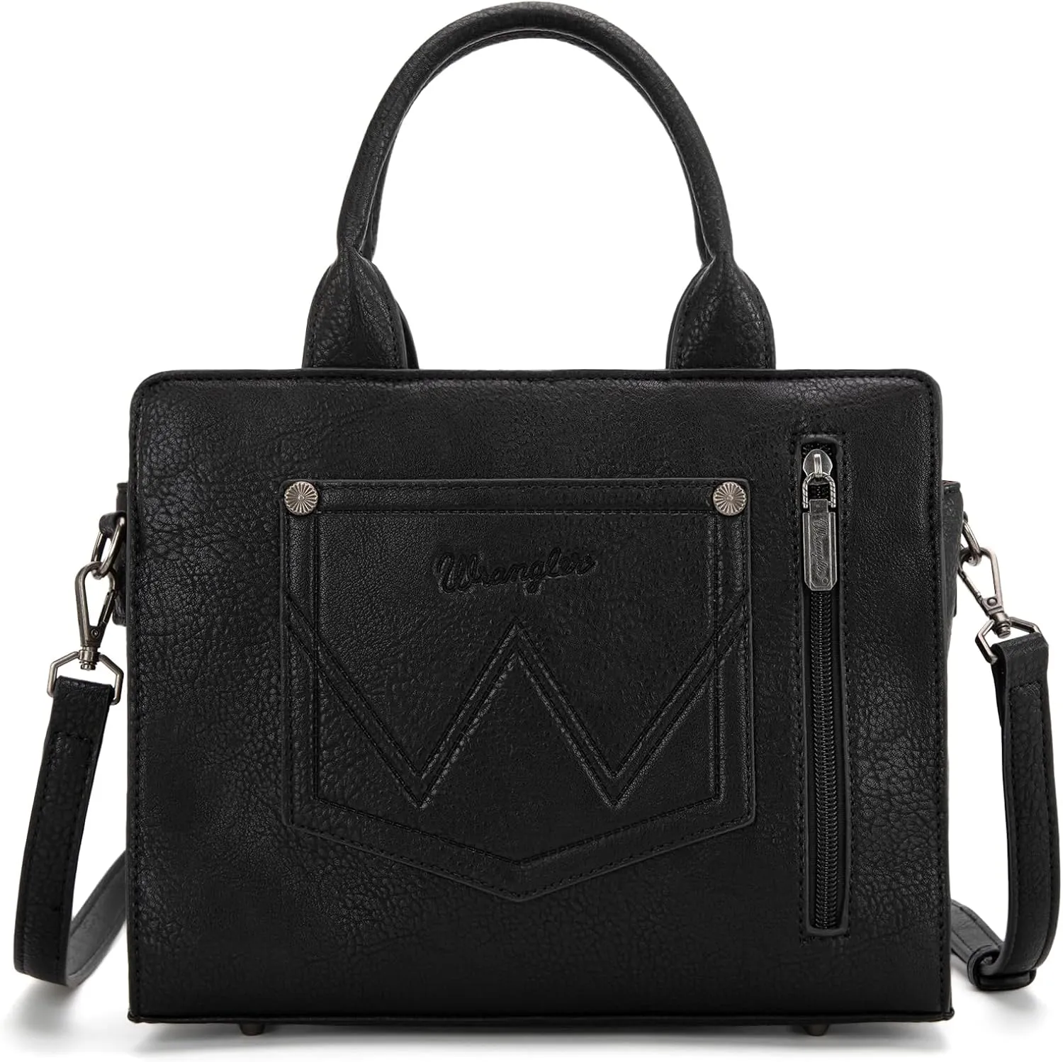 Wrangler Top Handle Handbags Western Fringe Crossbody Bag for Women Embroidered Boot Scroll Ladies Handbag