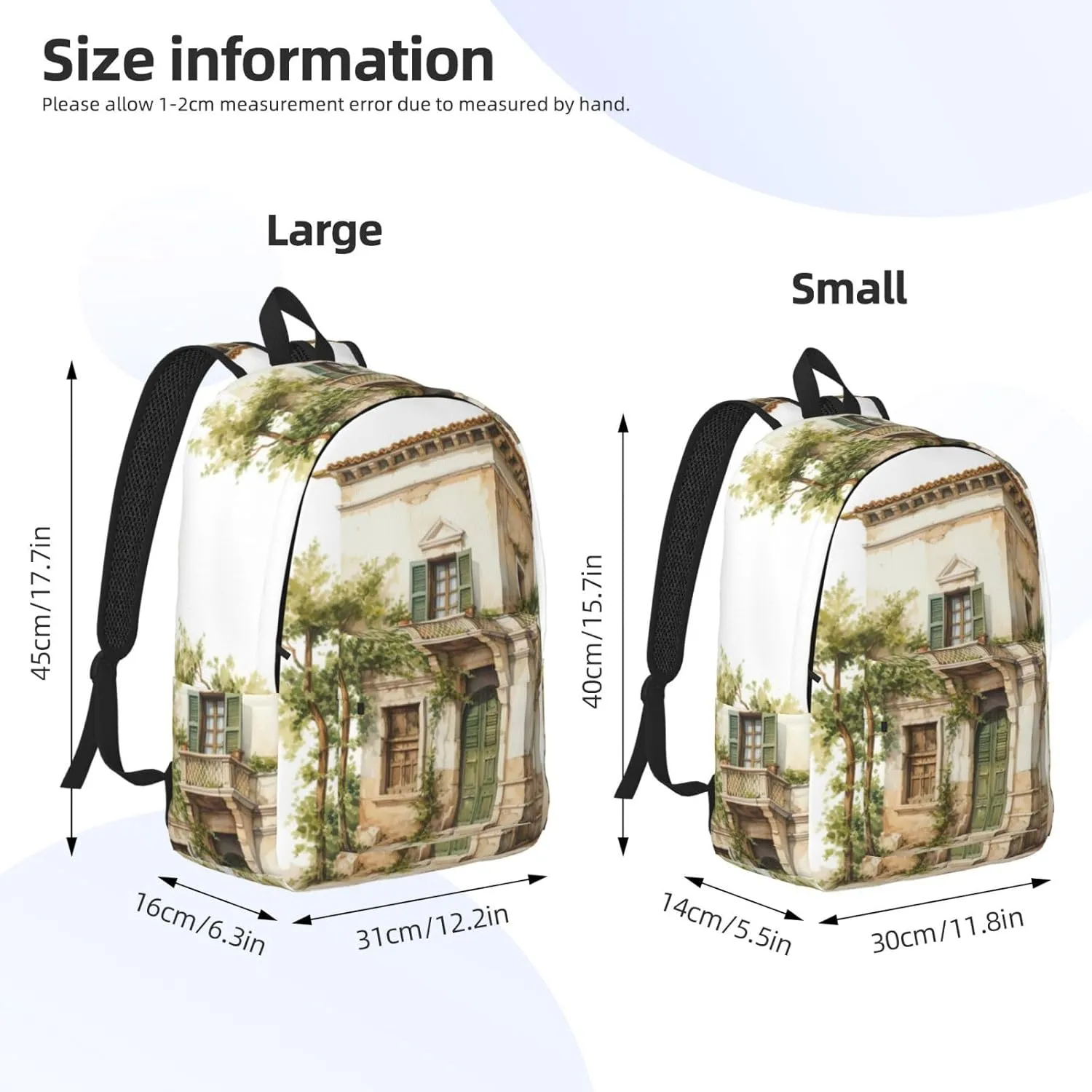 WURTON Antique Building With Roman Olive Branch And Greek Print Backpack Casual Bookbag Men Women Laptop Lightweight Cute Travel Rucksack Bestow