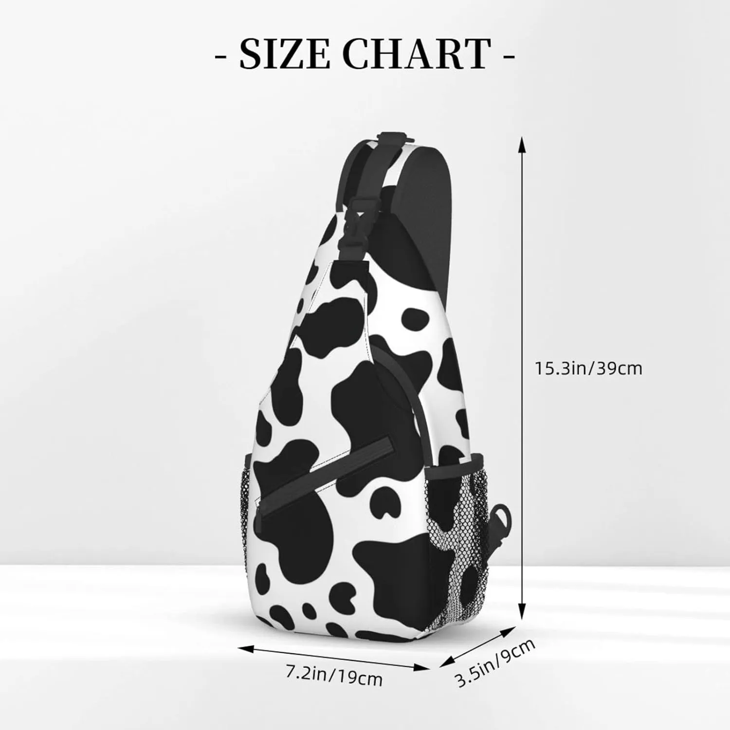 WURTON Black And White Cow Print Crossbody Backpack Shoulder Bag Cross Chest Bag For Travel, Hiking Gym Tactical Use