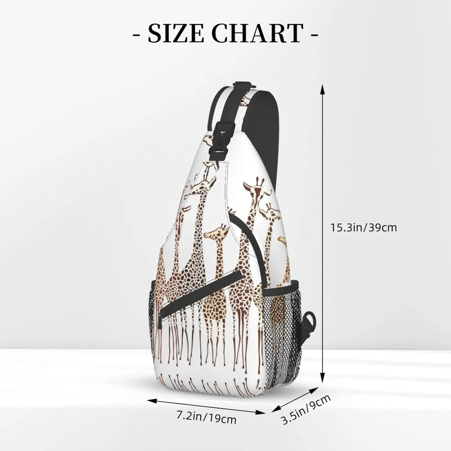 WURTON Cute Cartoon Funny Giraffes Print Crossbody Backpack Shoulder Bag Cross Chest Bag For Travel, Hiking Gym Tactical Use