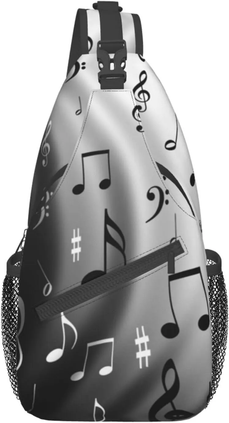 WURTON Music Notes Print Print Crossbody Backpack Shoulder Bag Cross Chest Bag For Travel, Hiking Gym Tactical Use
