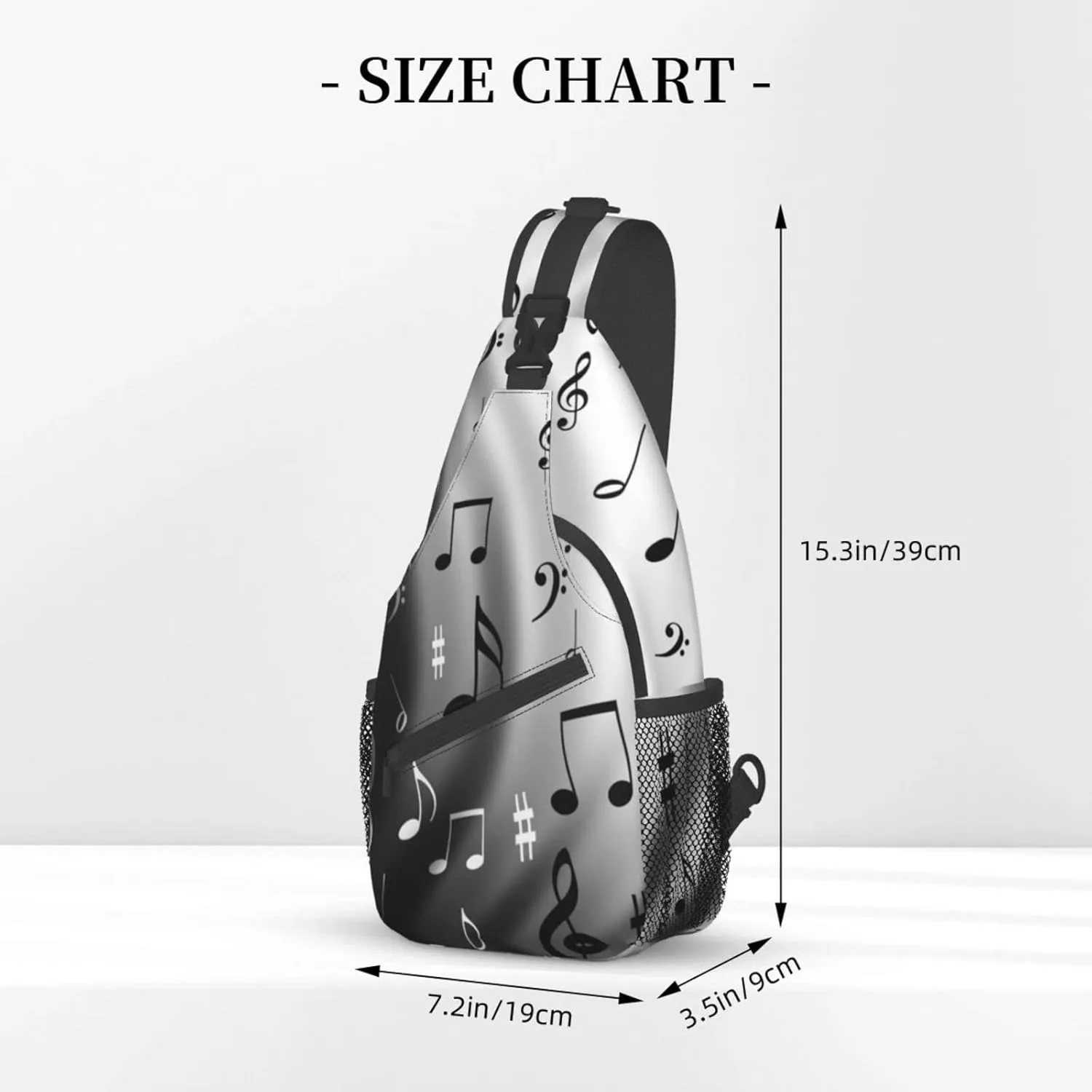 WURTON Music Notes Print Print Crossbody Backpack Shoulder Bag Cross Chest Bag For Travel, Hiking Gym Tactical Use