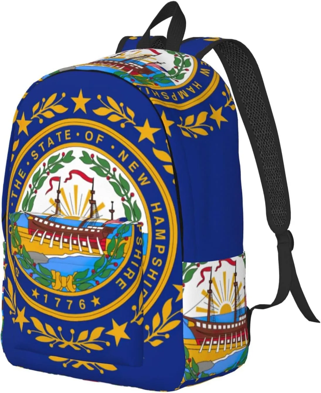 WURTON New Hampshire State Flag Print Unisex Canvas Bag Canvas Shoulder Pouch Pack Lightweight Backpack For Woman Lady