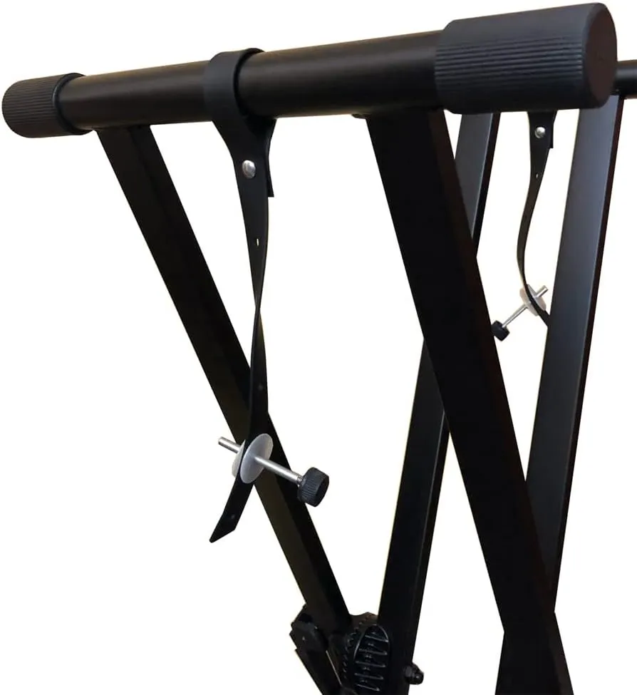 Yamaha Artiste Series Keyboard Bag for 76-Note Keyboards, Black/Gray and RockJam Xfinity Heavy-Duty, Double-X, Pre-Assembled, Infinitely Adjustable Piano Keyboard Stand with Locking Straps Bundle