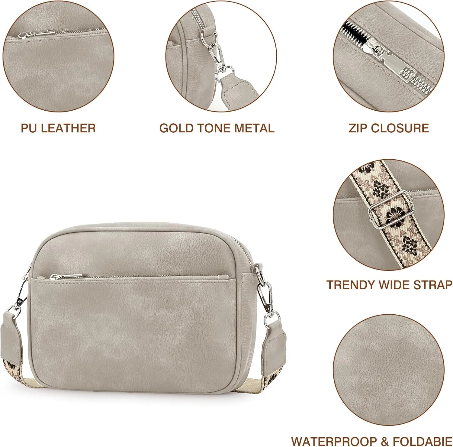YDSIII Small Crossbody Bags for Women, Trendy Vegan Leather Cross Body Bags for Womens with Adjustable Wide Guitar Strap