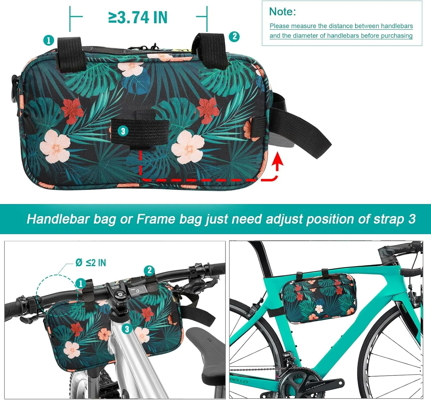 YEEGO DIRECT Handlebar Bag, Bike Bags for Bicycles, Multifunctional Waterproof Scooter Crossbag Handbag Slant Across Mountain Bicycle Handlebar Frame Accessories(Navy Blue)