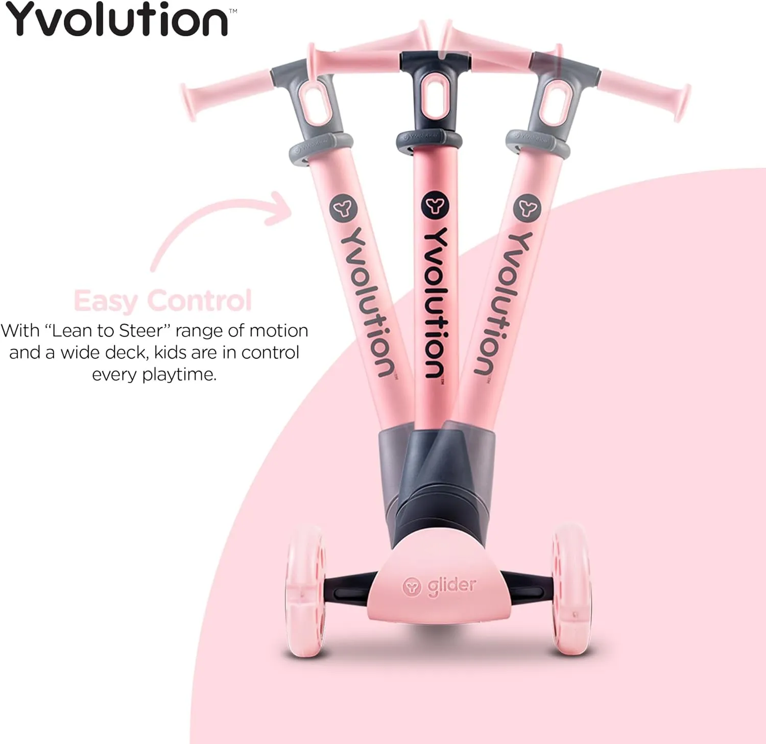 Yvolution Kids Kick Scooter, Glider Nua 3 Wheel Scooter, Foldable, LED Lighted Wheels, Adjustable Handlebars, for Boys and Girls, with Storage Accessory for Children Ages 3 to 10 Years Old