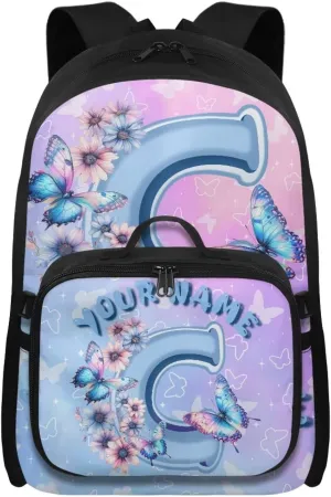 ZOUTAIRONG Letter C Print Backpack for School Removable Lunch Bag School Bags for Girls 7-10/10-12/12-16, Fashion Casual Backpack with Side Pockets
