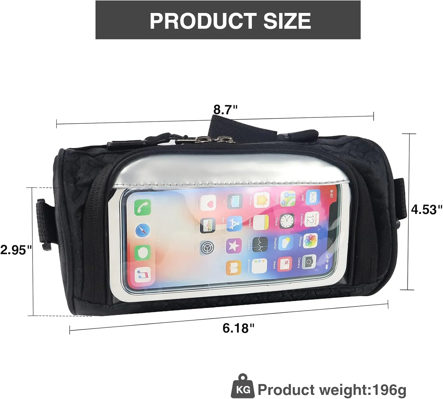 ZUKKA Bike Handlebar Bag,Adjustable and Removable Shoulder Strap Waterproof Bicycle Front Storage Bag with Transparent Pouch Touch Screen, Large-Capacity Cycling Front Pack